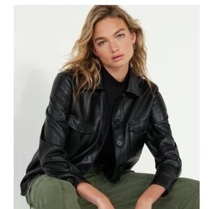 NWT Black Faux Leather Shacket